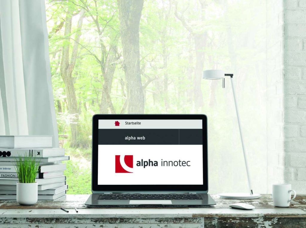 alpha innotec verkkosivusto kannettavan tietokoneen näytöllä